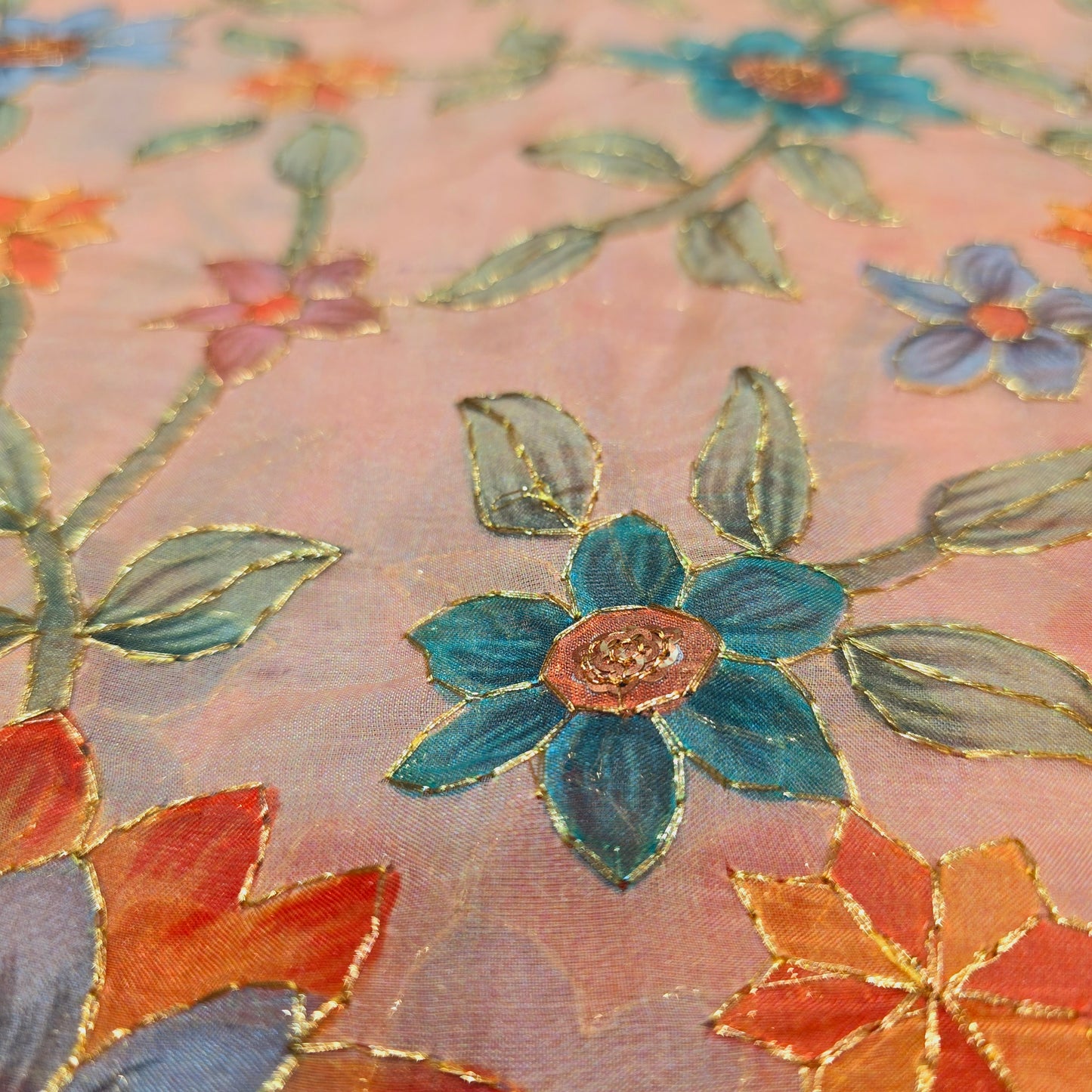 Organza Flower Print (Peach)