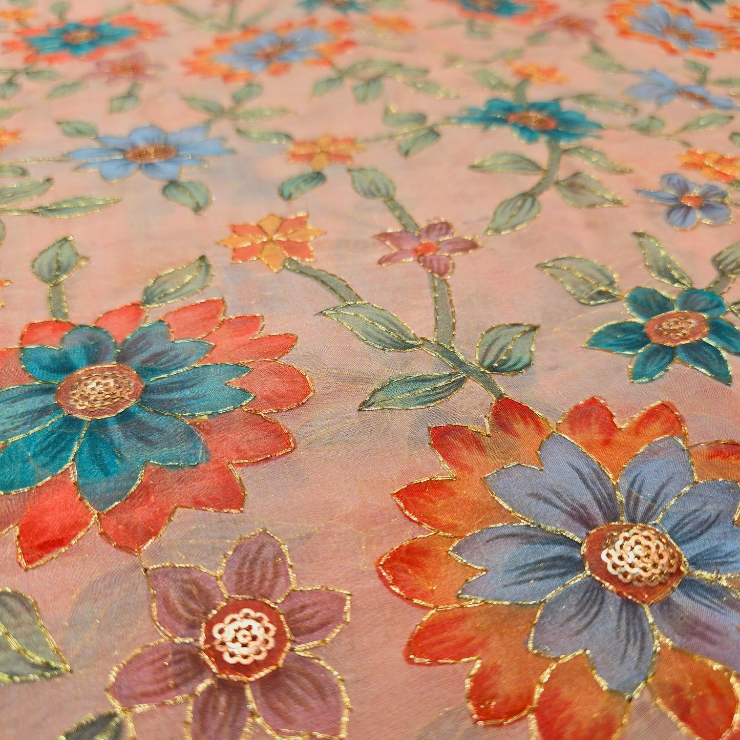 Organza Flower Print (Peach)