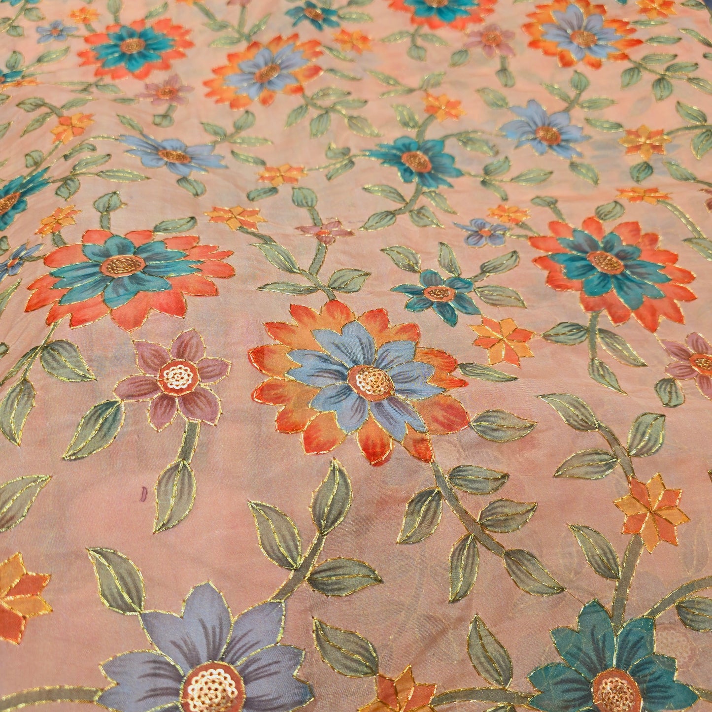 Organza Flower Print (Peach)
