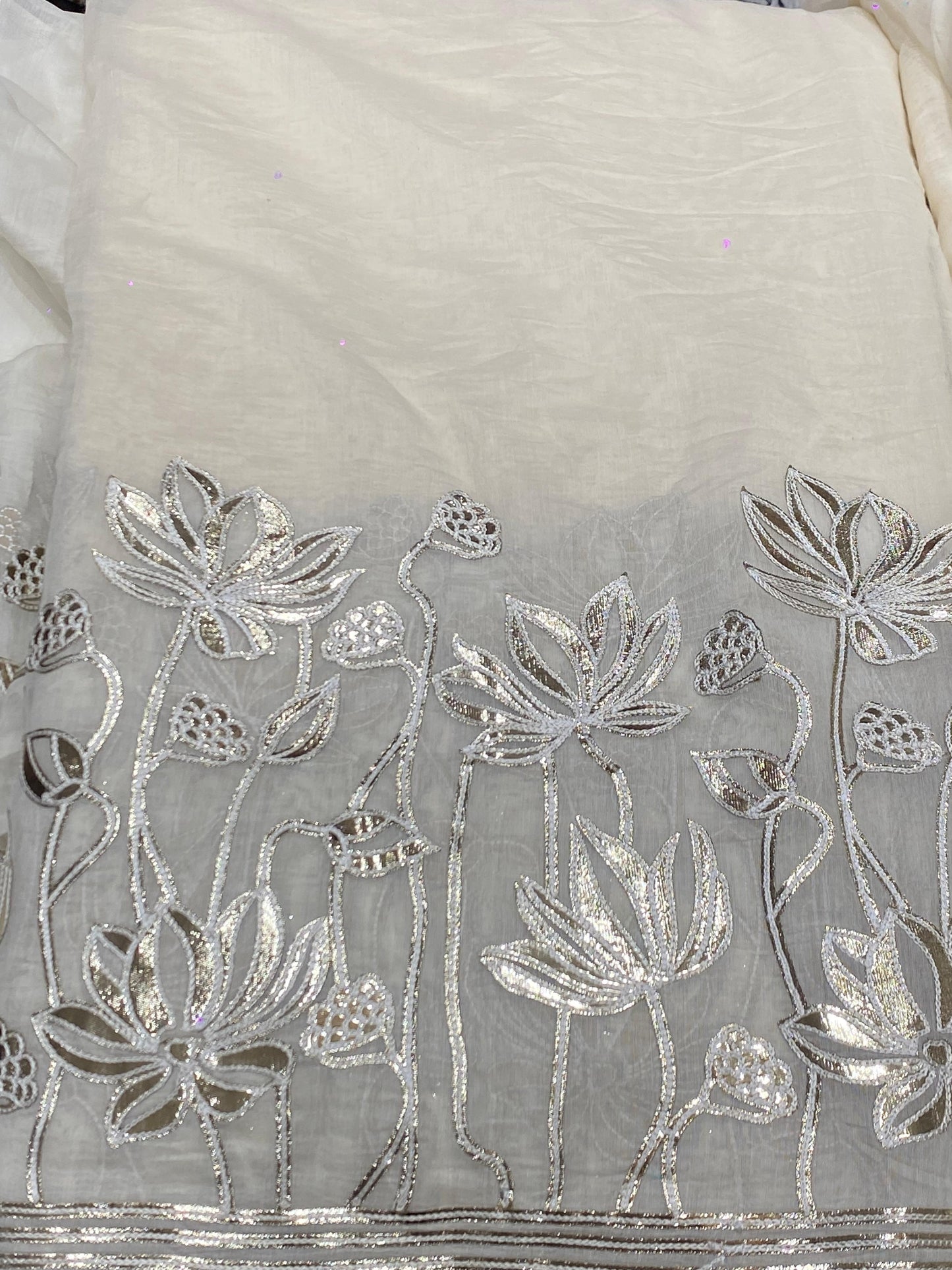 Chanderi Fabric with Gota Foil Panel Work
