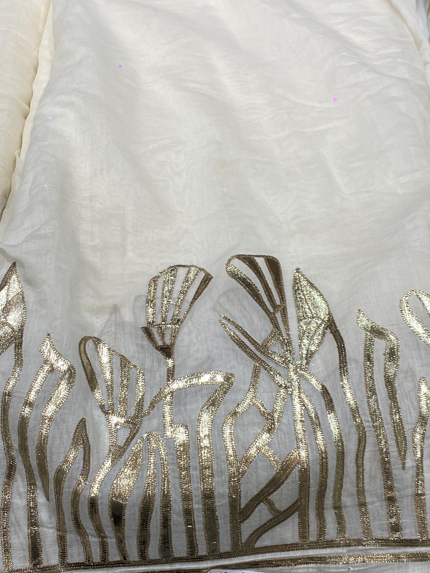 Chanderi Fabric with Gota Foil Panel Work