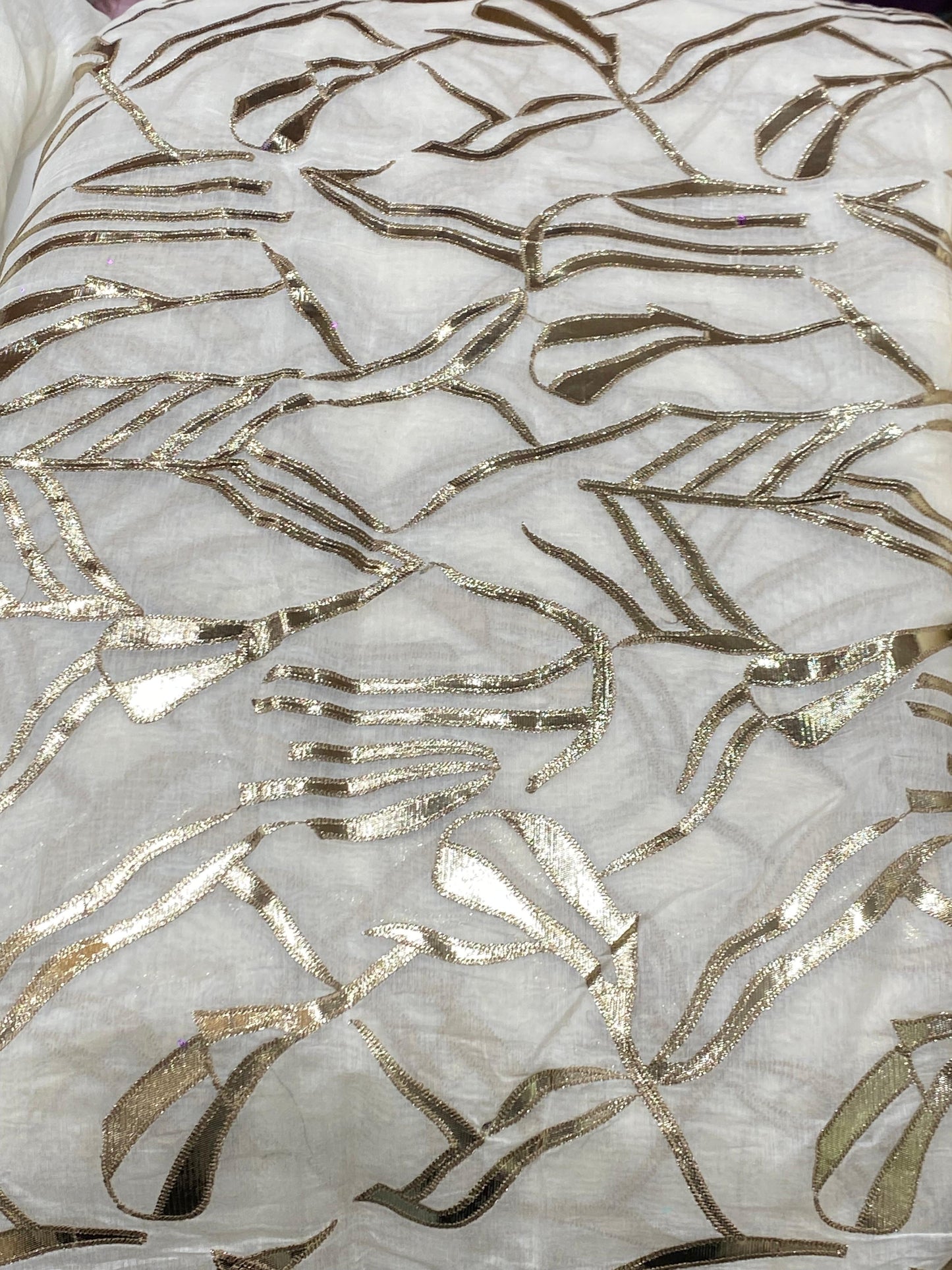 Chanderi Fabric with Gota Foil Panel Work