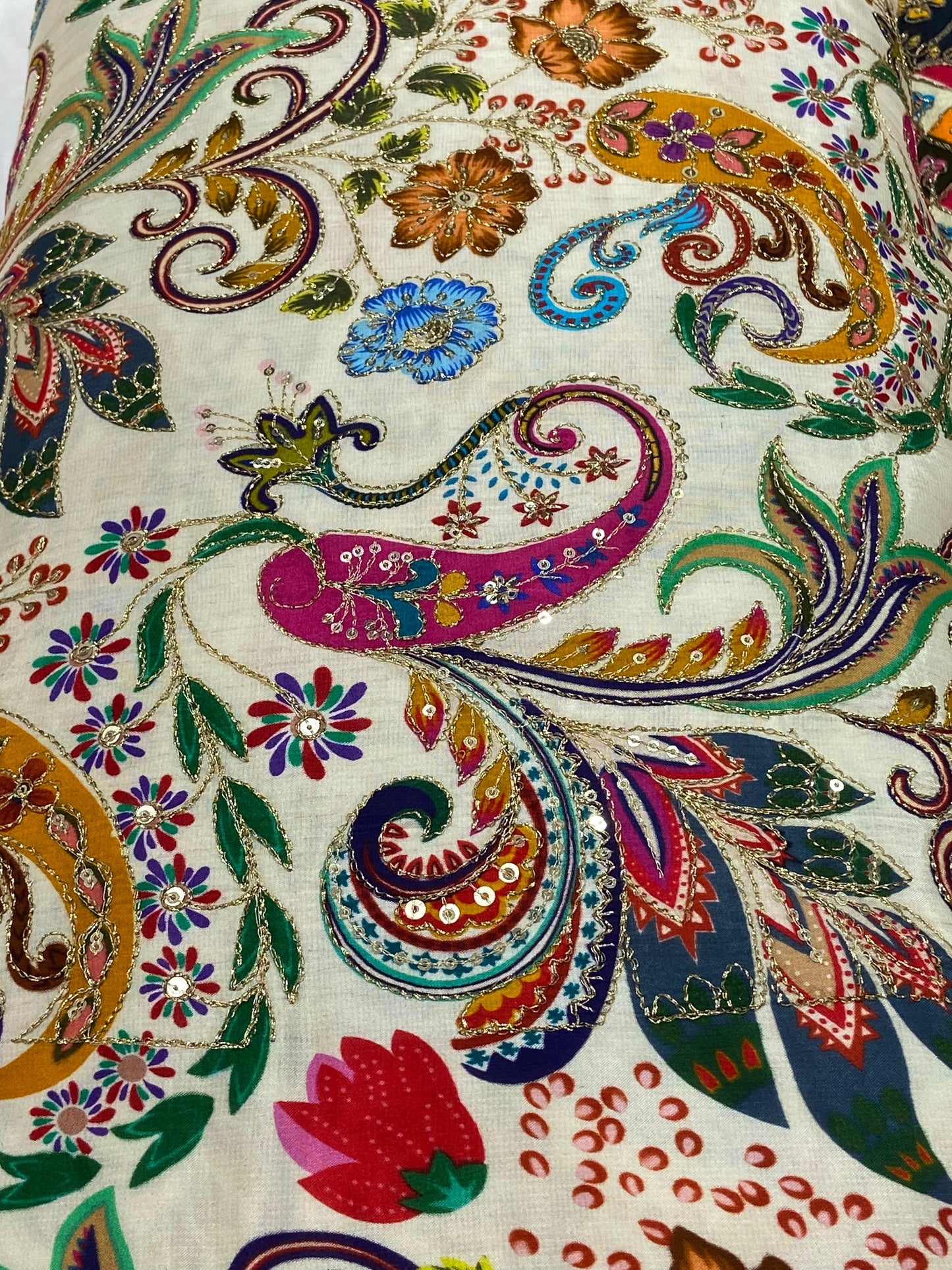 Crepe Fabric with Aari Work