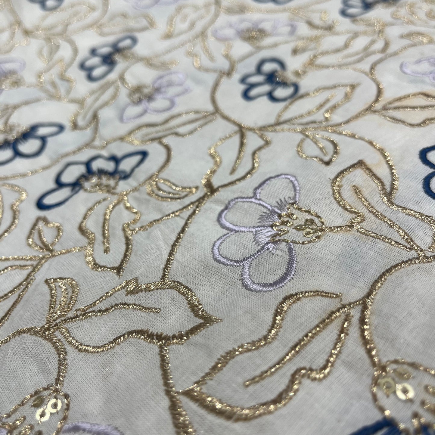 Cotton Aariwork (Navy Blue)