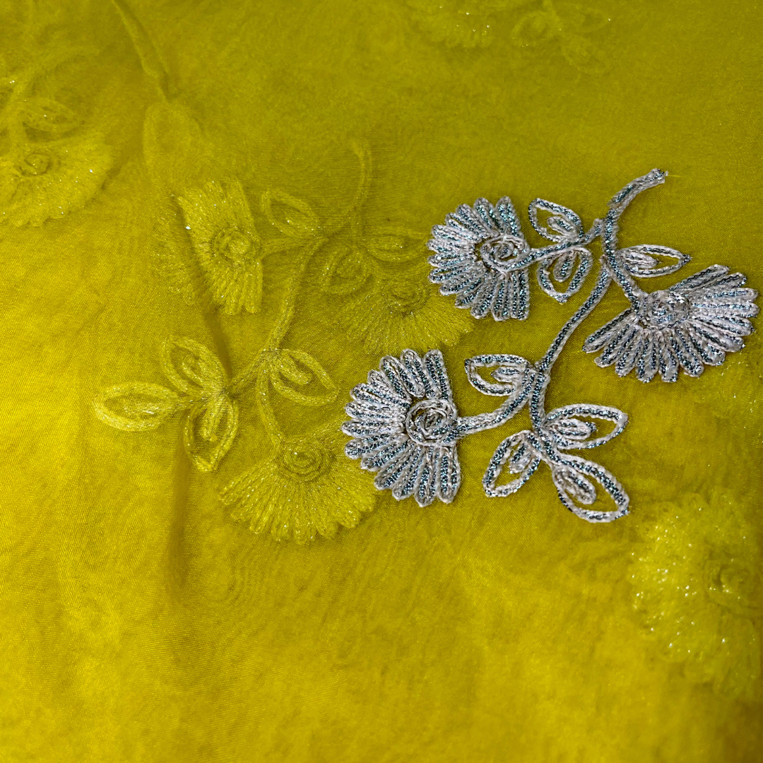 Organza Gota Pati (Rani colour, blue, yellow)