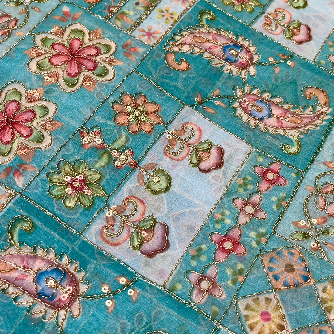 Organza with multi colour highlights (green)