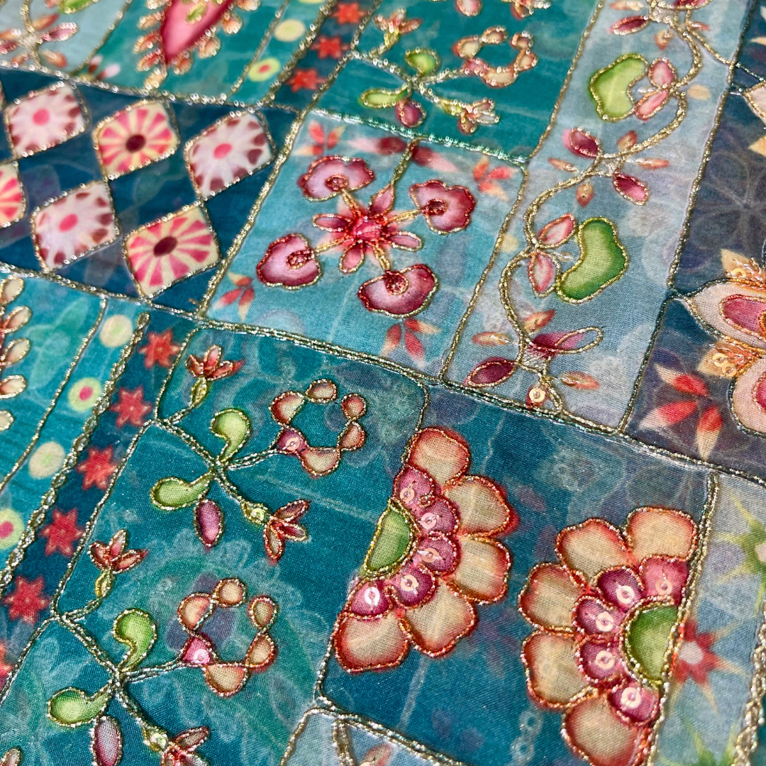 Organza with multi colour highlights (sea green)