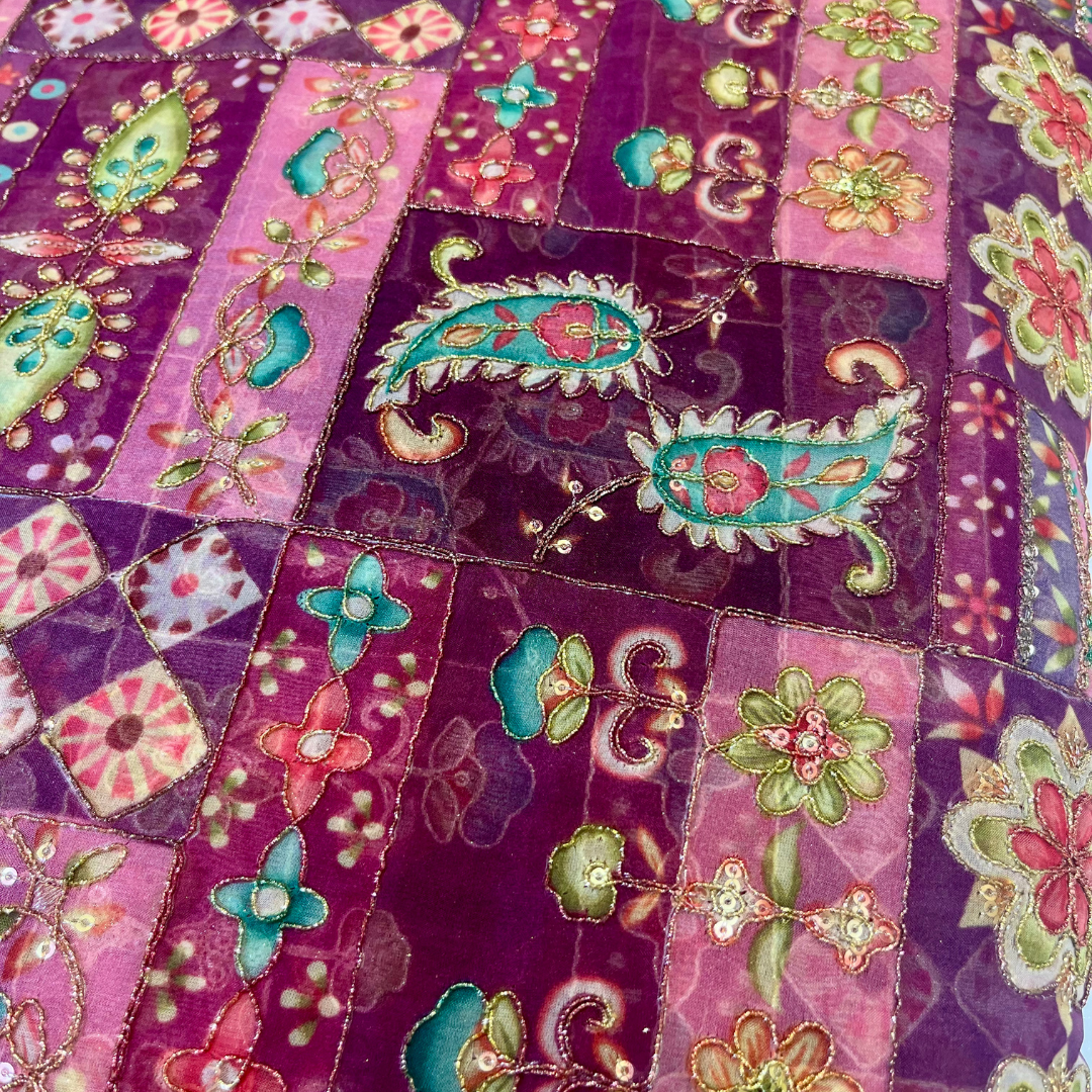 Organza with multi colour highlights (wine pink)