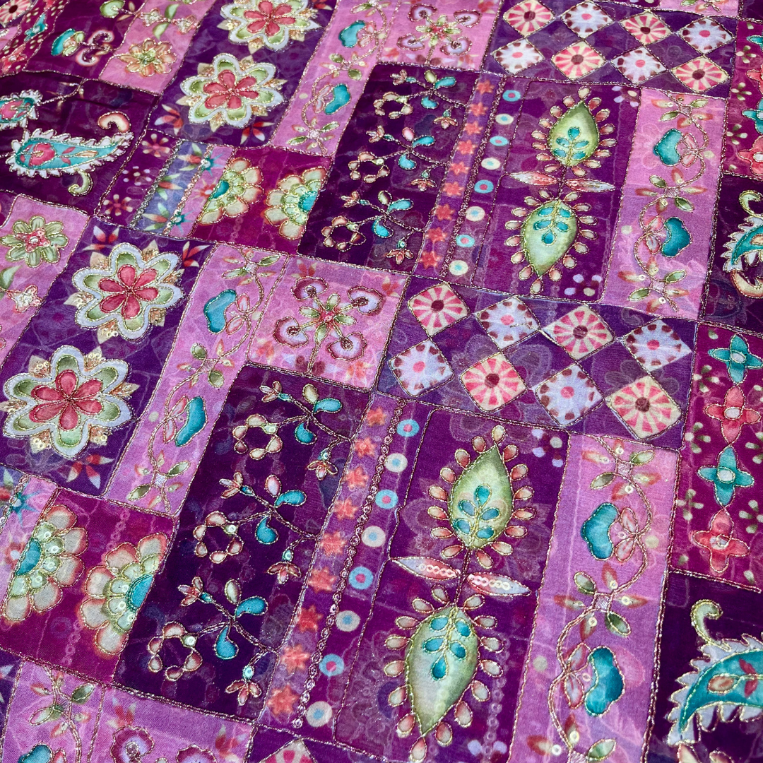 Organza with multi colour highlights (wine pink)