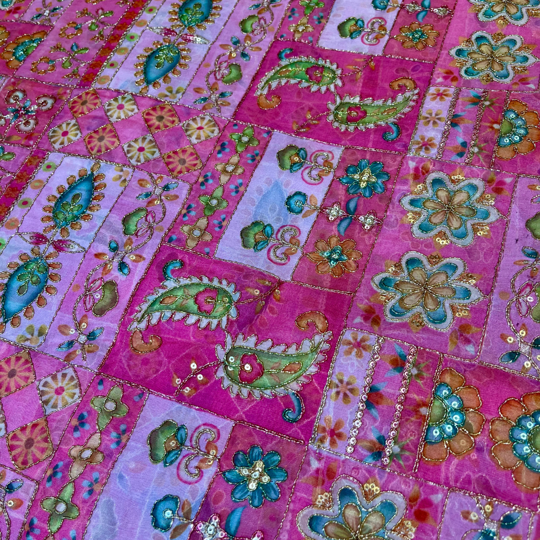 Organza with multi-colour highlights (pink)