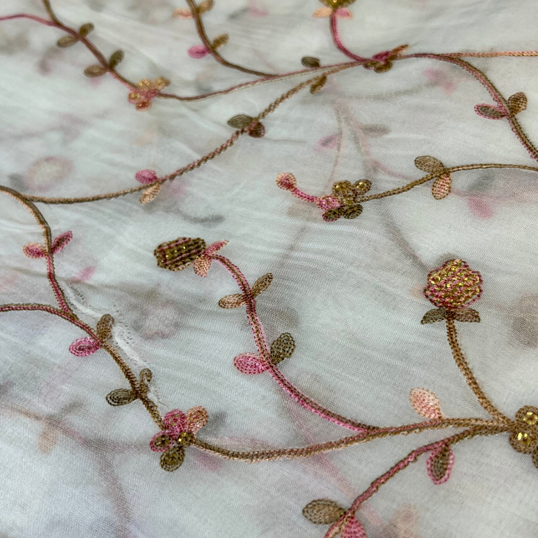 Organza with sequins (pink & peach colour)