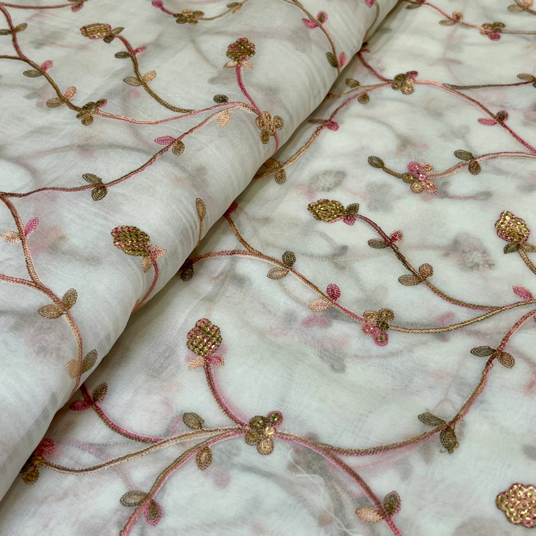 Organza with sequins (pink & peach colour)