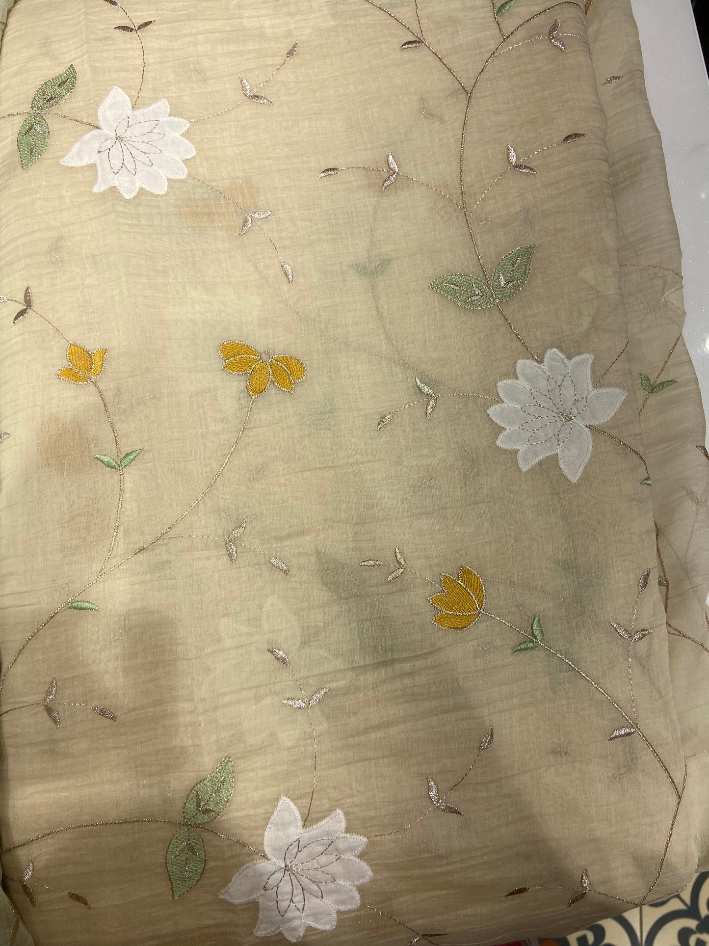 Chanderi Fabric with Appliqué Patchwork