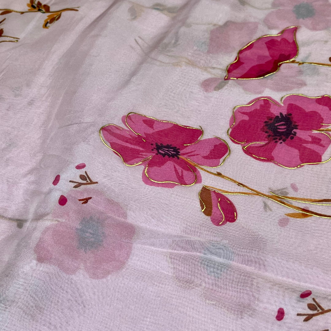 Soft Organza flower print (blue, yellow, green, purple, pink, orange)
