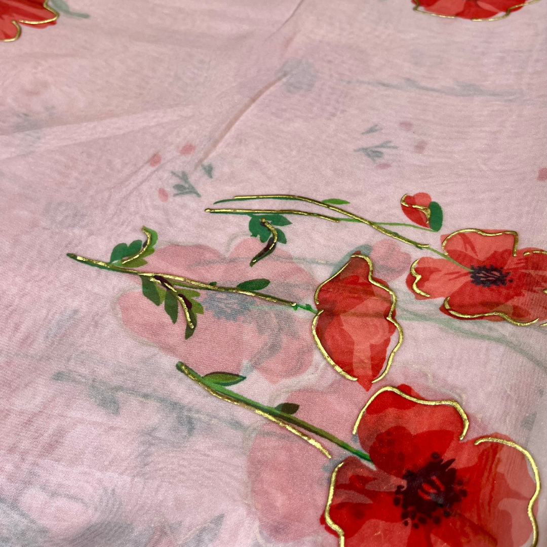 Soft Organza flower print (blue, yellow, green, purple, pink, orange)