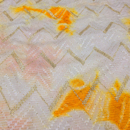 Silk with sequence design & Threadwork (Yellow/White)