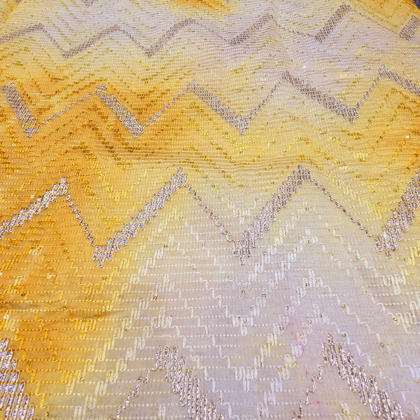 Silk with sequence design & Threadwork (Yellow)