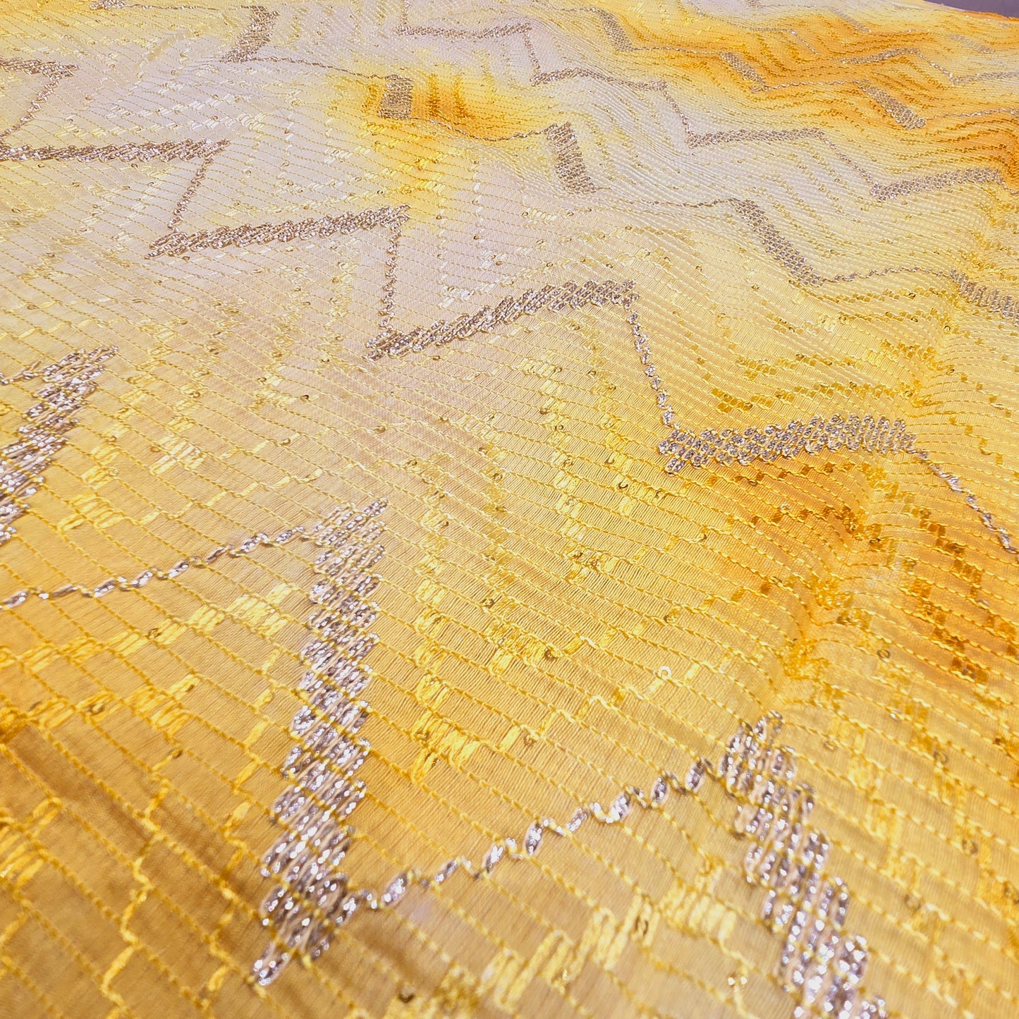 Silk with sequence design & Threadwork (Yellow)