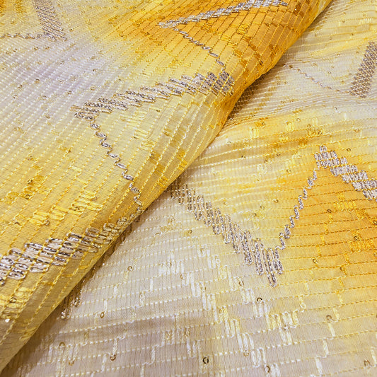 Silk with sequence design & Threadwork (Yellow)