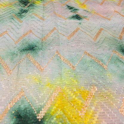Silk with sequence design & Threadwork (Green)