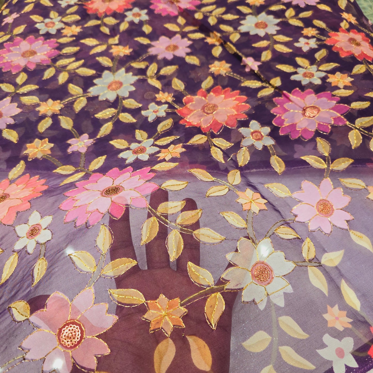 Organza Flower Print (Purple)