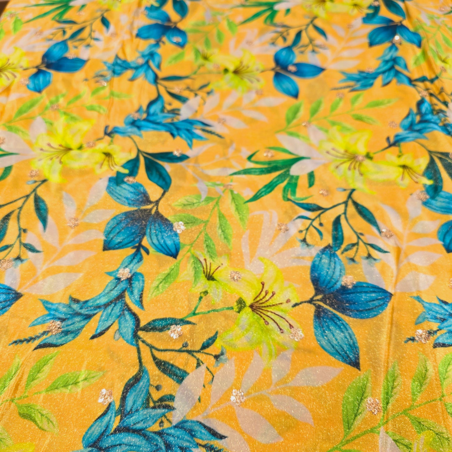 Tissue with Flower Print and Sequence (Yellow/Green)