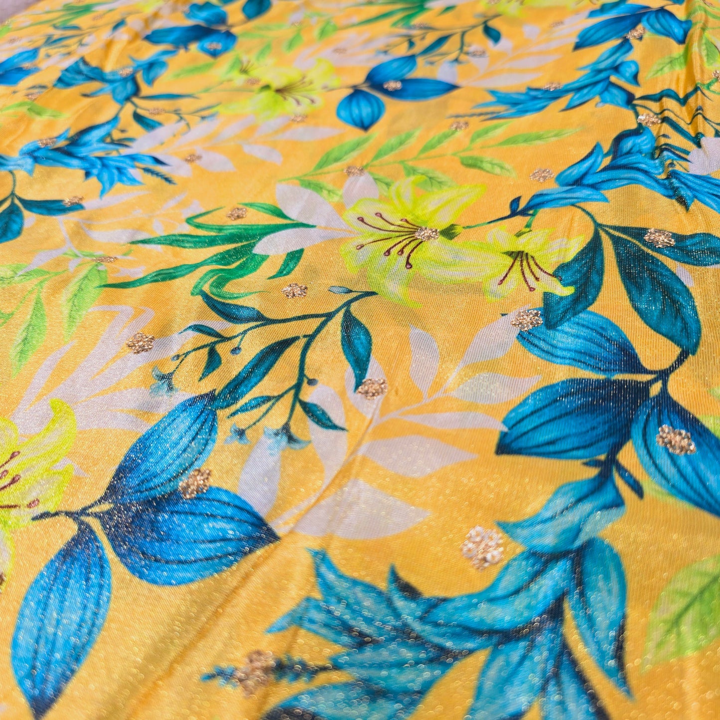 Tissue with Flower Print and Sequence (Yellow/Green)