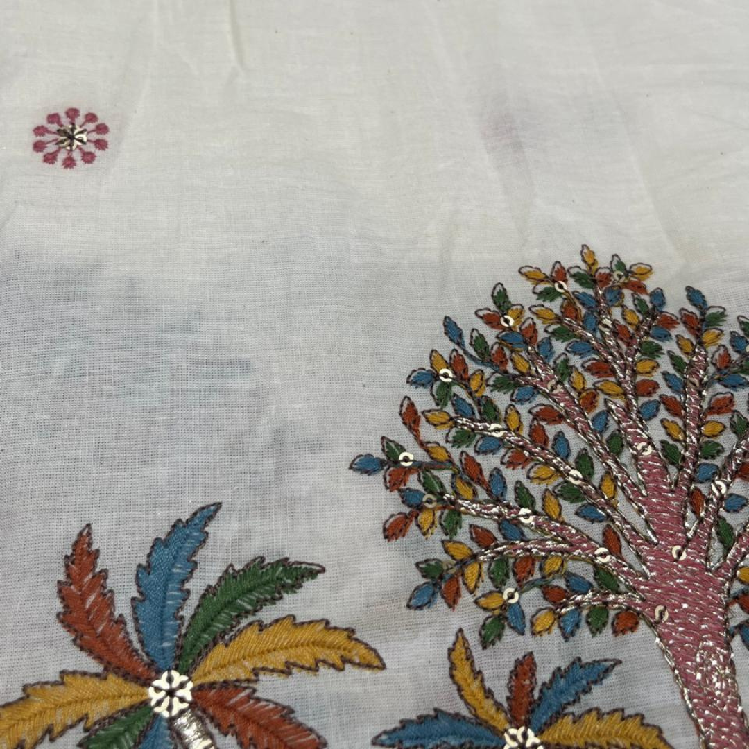 Cottom thread Daman Work (Dear Pattern yellow & red)