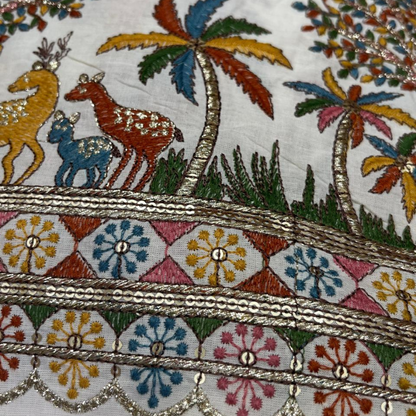 Cottom thread Daman Work (Dear Pattern yellow & red)