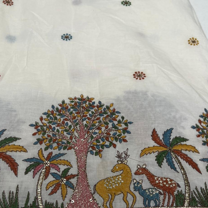 Cottom thread Daman Work (Dear Pattern yellow & red)