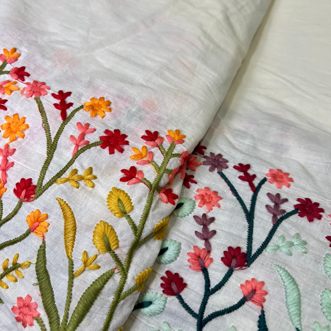 Cotton thread work (small border yellow and green)