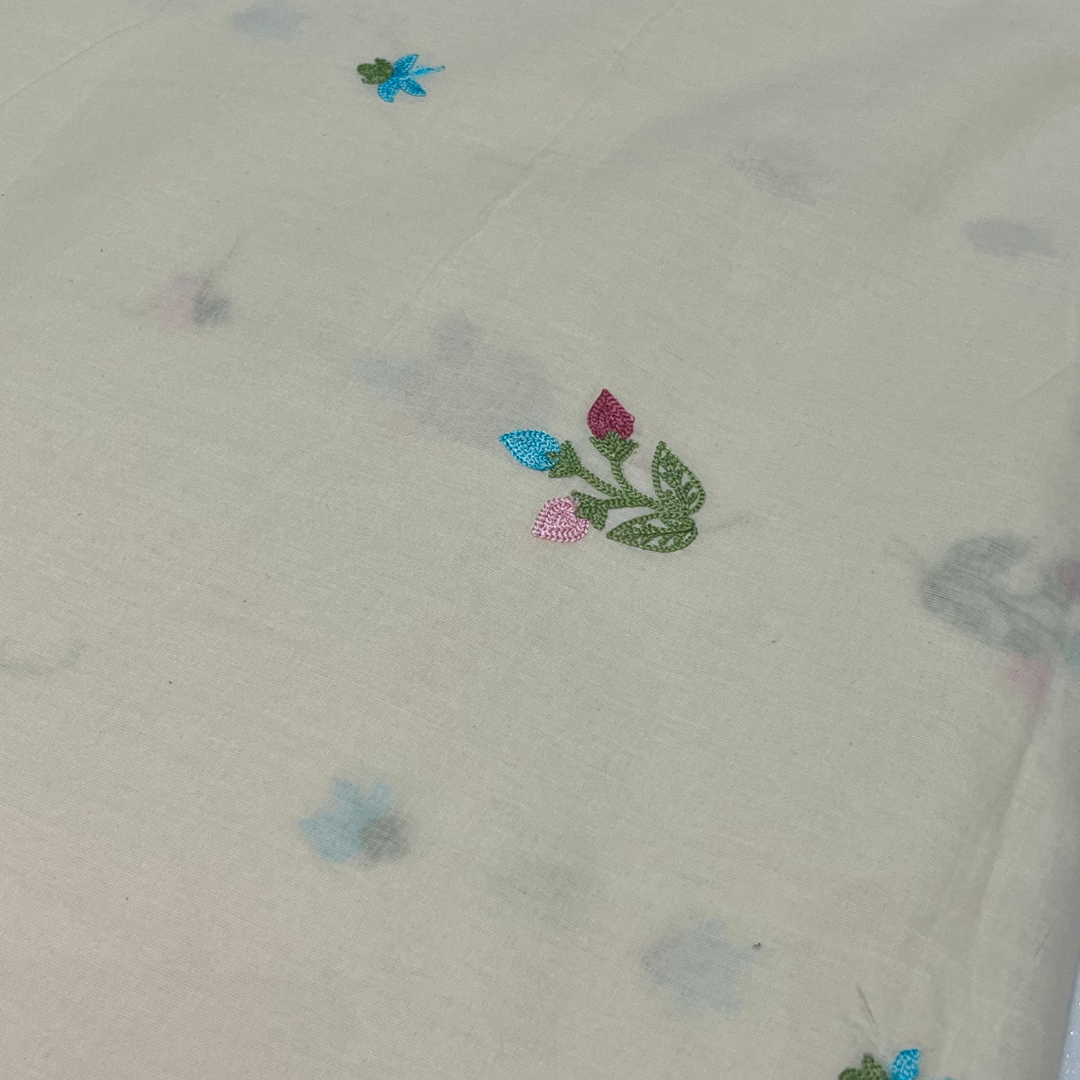 Flowers thread work (pink blue flowers)
