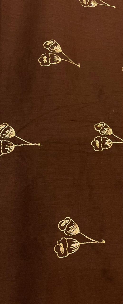 Cotton Fabric with Floral Foil Work