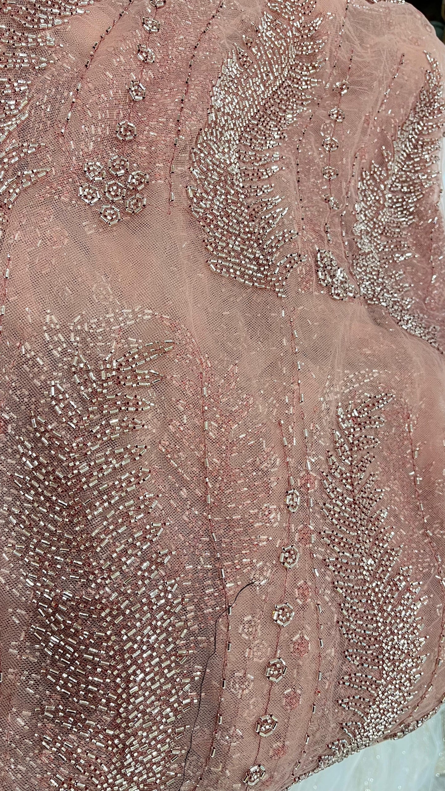 Net Fabric With Cut Pipes leaf Work