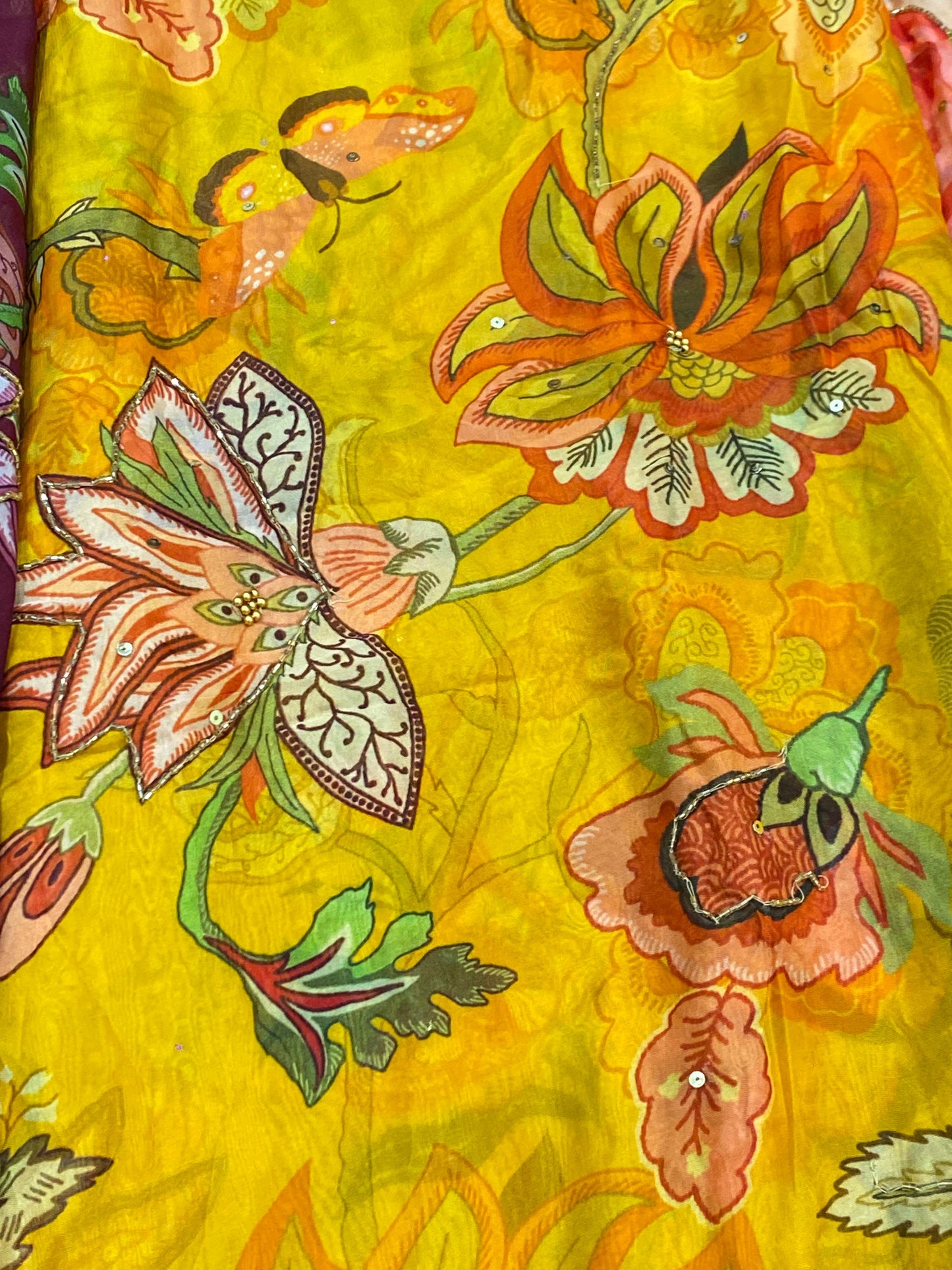 Organza Digital Print with Cut Pipe Highlighting
