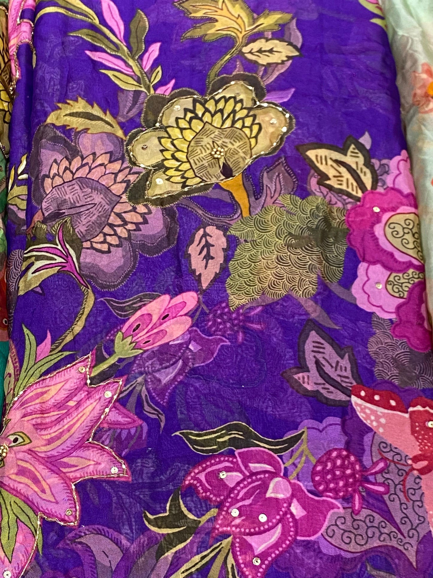 Organza Digital Print with Cut Pipe Highlighting