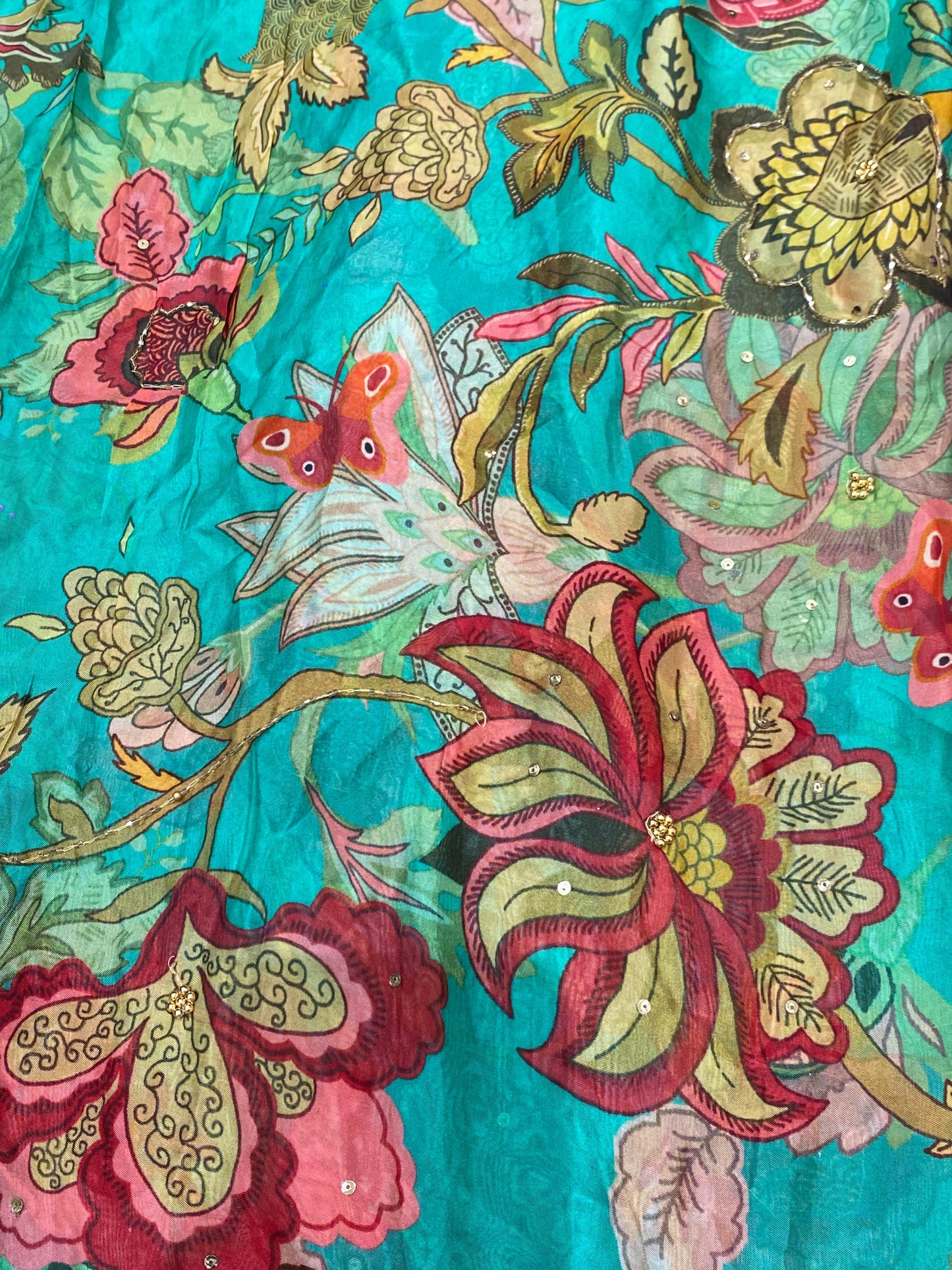 Organza Digital Print with Cut Pipe Highlighting
