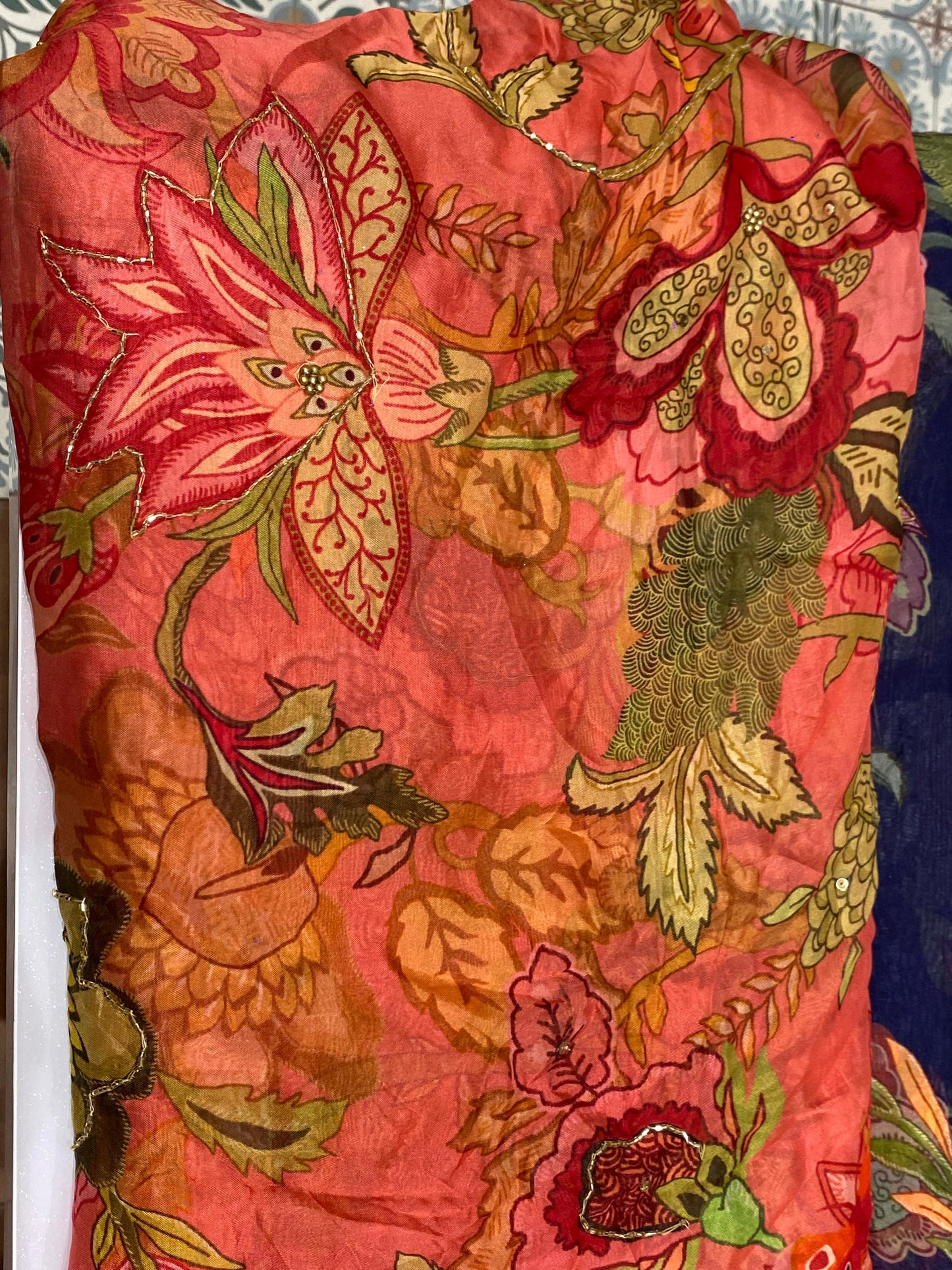 Organza Digital Print with Cut Pipe Highlighting