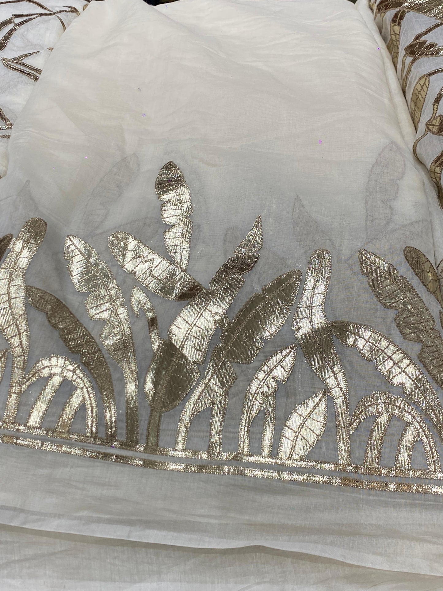 Chanderi Fabric with Gota Foil Panel Work