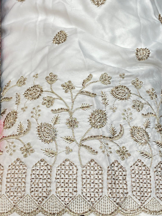 Crepe Fabric with Aari Work