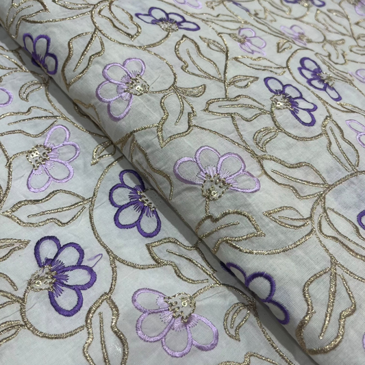 Cotton Aariwork (Purple)