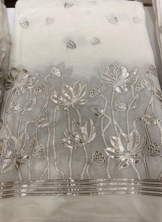 GOTA FOIL WORK- Crepe and Chanderi Fabric