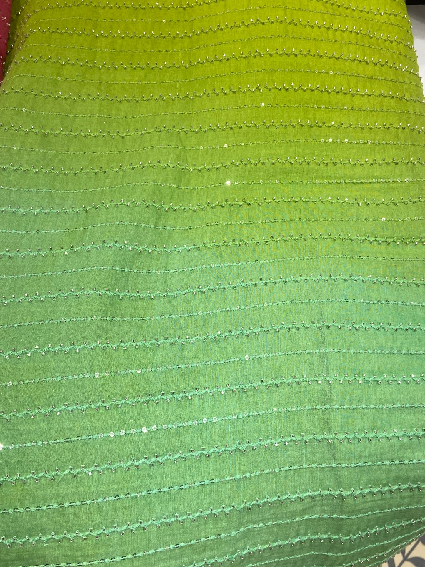 Chanderi Ombre Shaded Fabric with Cutpipes