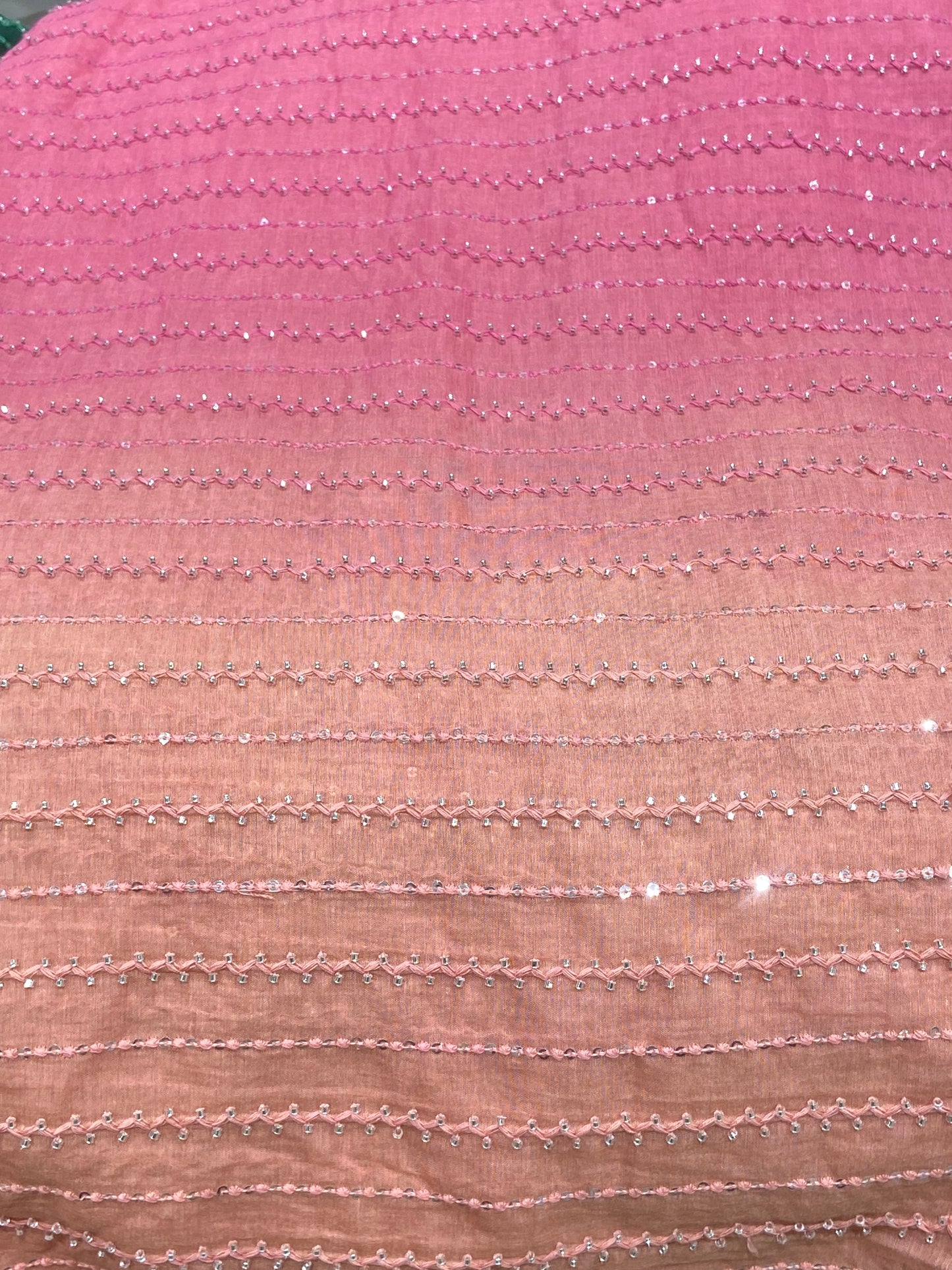 Chanderi Ombre Shaded Fabric with Cutpipes