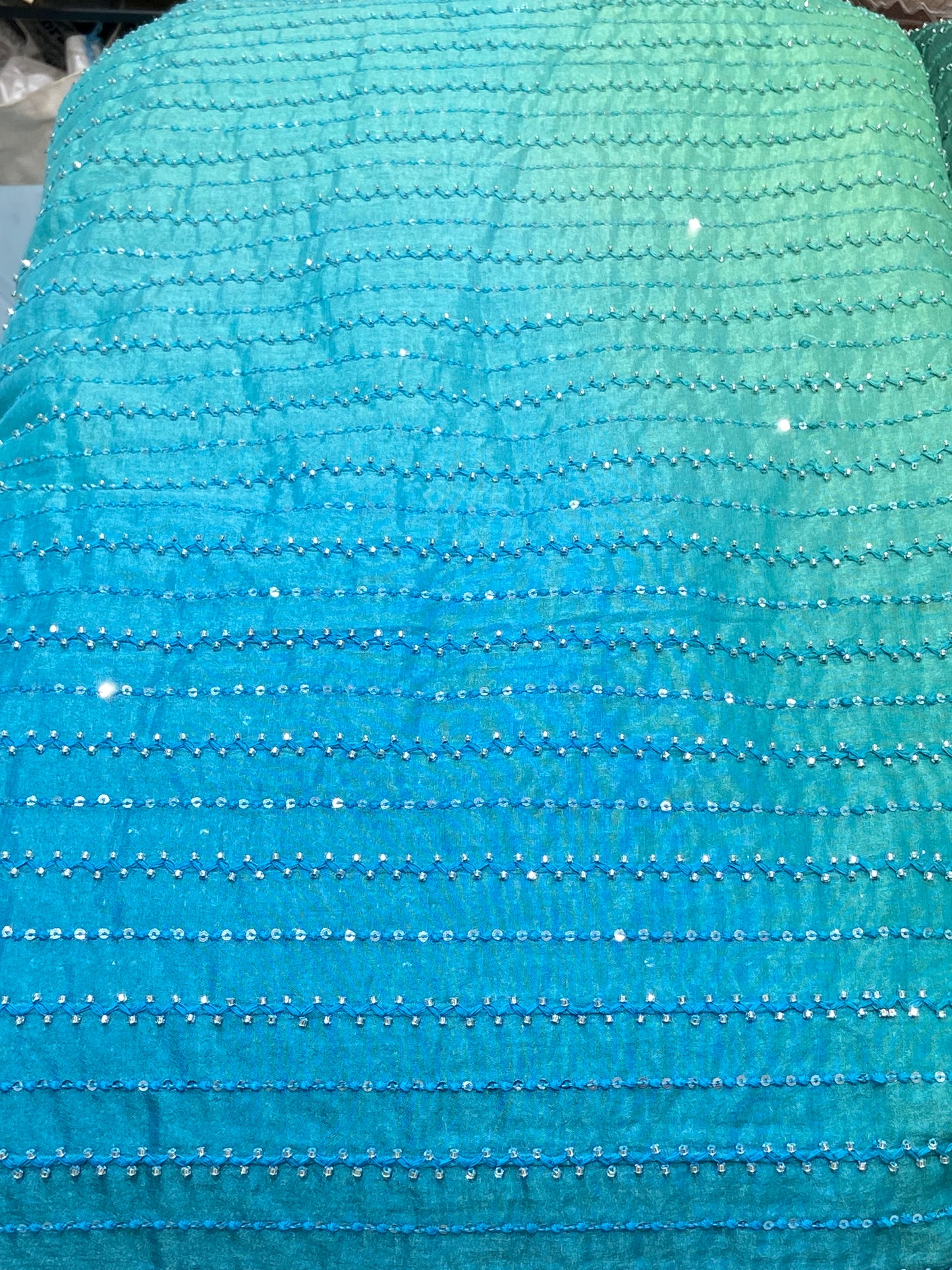 Chanderi Ombre Shaded Fabric with Cutpipes