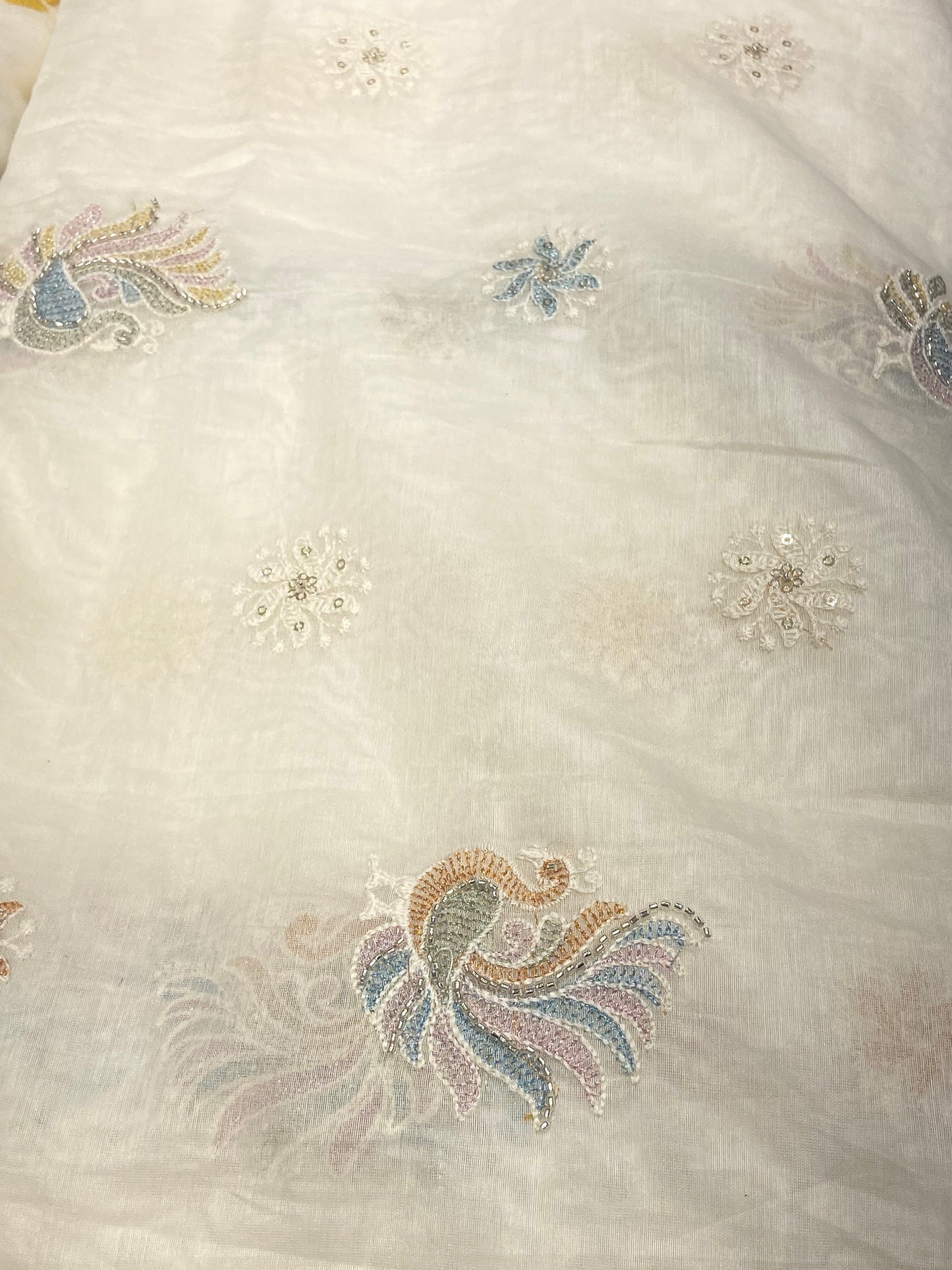 Chanderi Fabric with Cutpipes and Thread Work