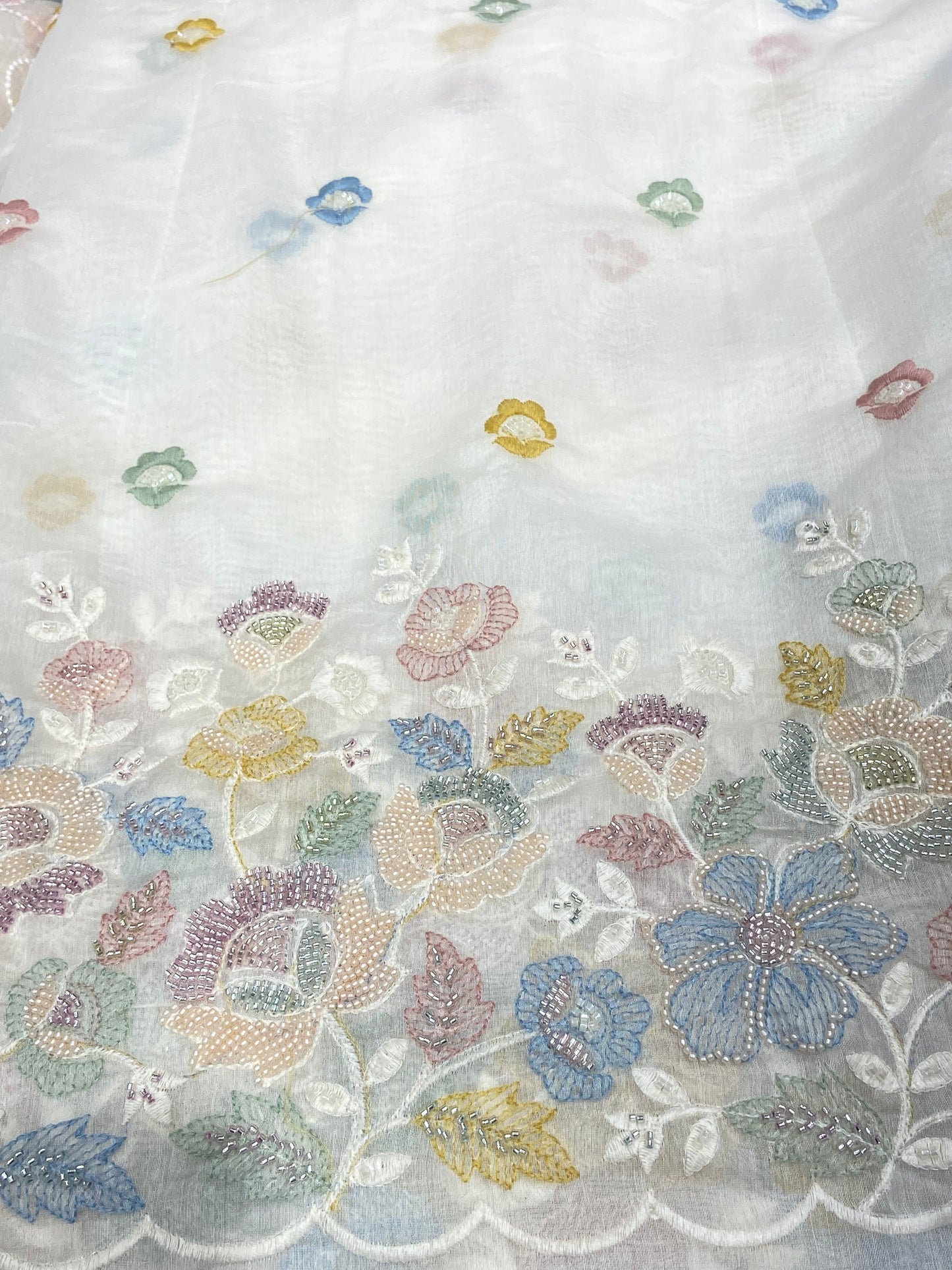Chanderi Fabric with Cutpipes and Thread Work