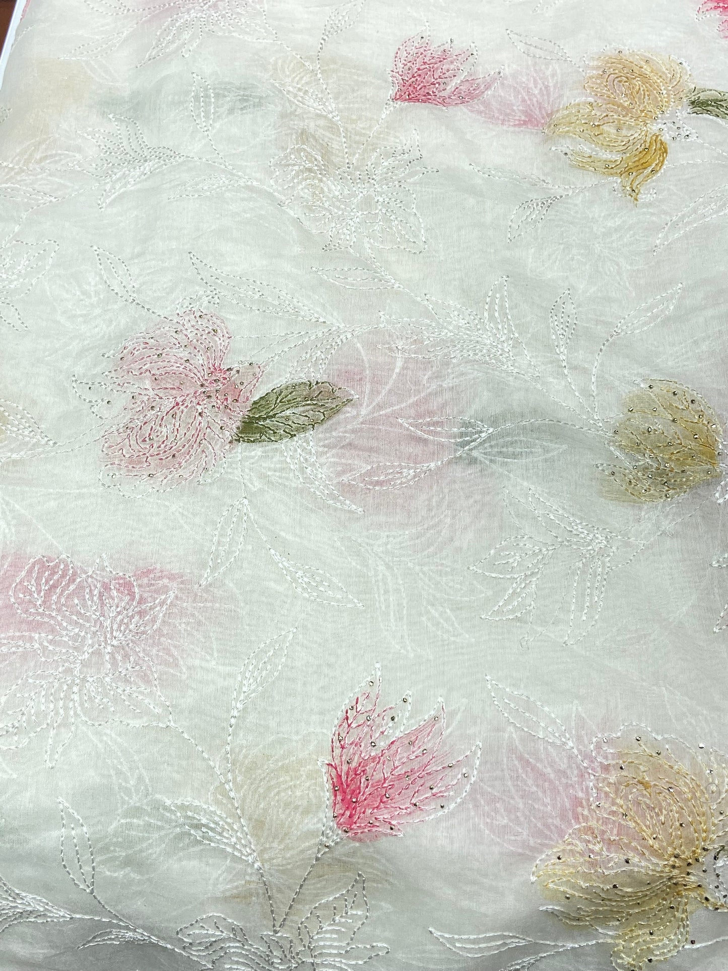 Chanderi Fabric with Cutpipes and Thread Work