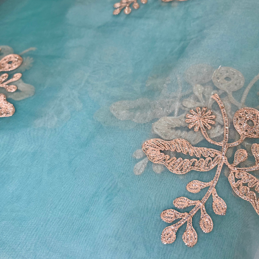 Organza Gota Pati (Rani colour, blue, yellow)