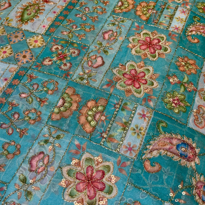 Organza with multi colour highlights (green)